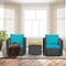 Costway 3PCS Patio Rattan Wicker Furniture Set Sofa Table W/Cushion Yard Red\Turquoise\ Navy\Black